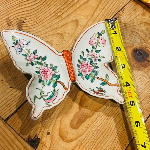 Neiman Marcus Trinket Tray Vintage Chinese  Chinoiserie Hand Painted Floral - Picture 9 of 13